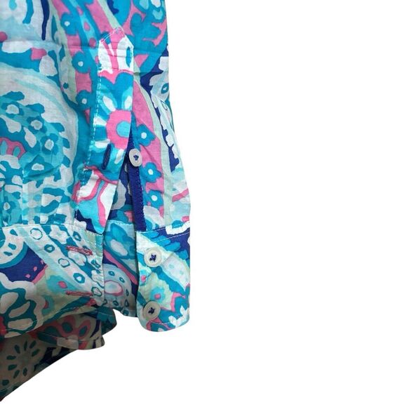 Talbots Top 1X Multicolor Brightly Colored Artsy Button Up Collared Cotton Shirt - Picture 5 of 9